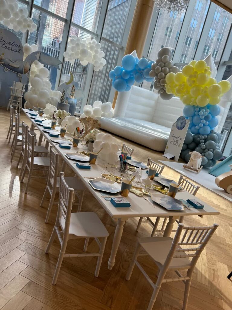 Blue Yellow Anniversary Balloon Table Garland