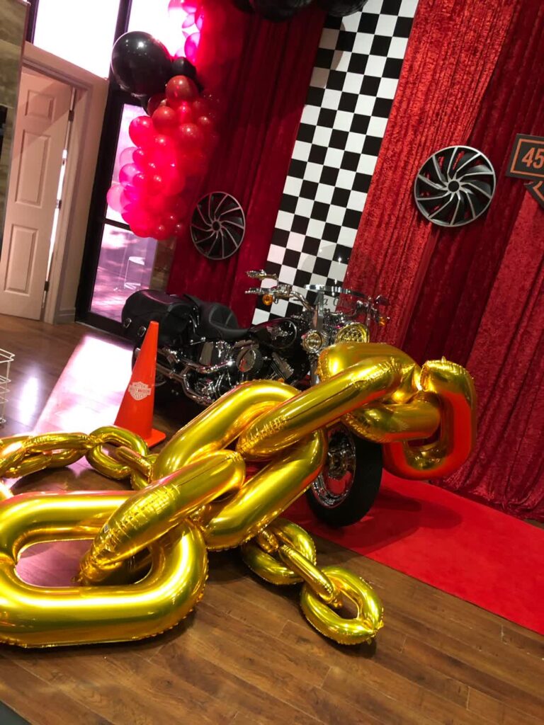 Gold Chain 45th Birthday Motorcycle Party Decor