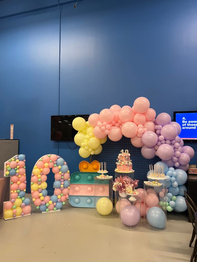 Pastel 10th Birthday Balloon Backdrop