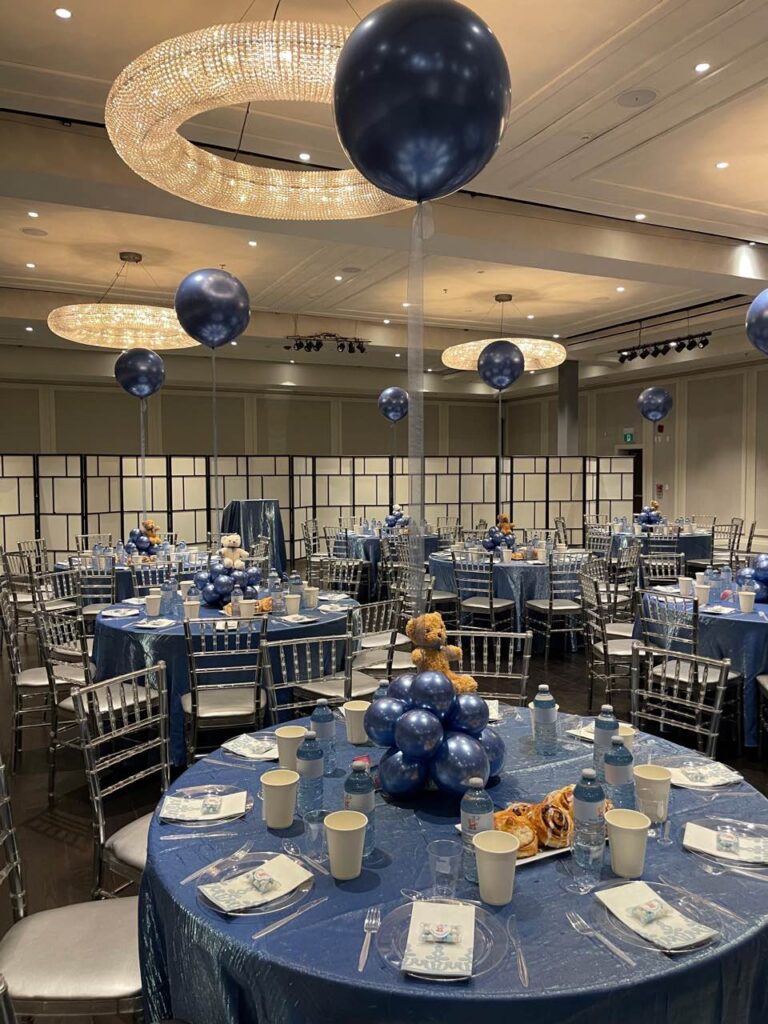 Baby boy shower balloon decoration