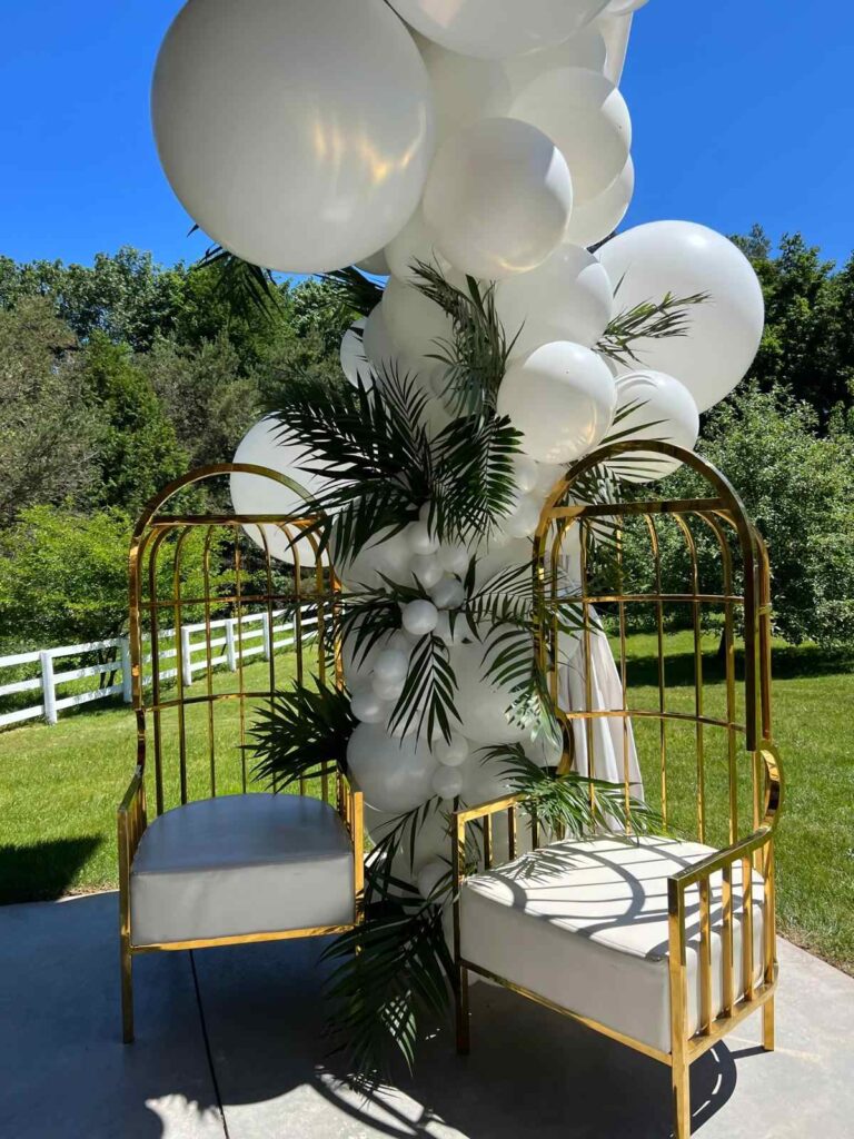 Outdoor white balloon garland