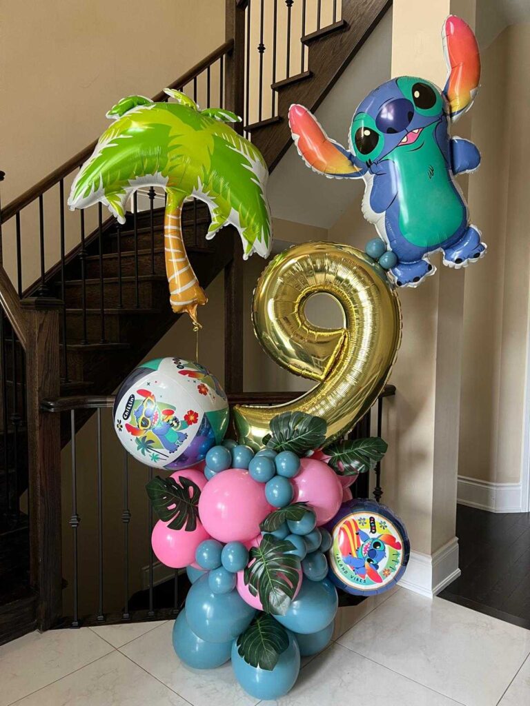 Stitch 9th Birthday Balloon Decor