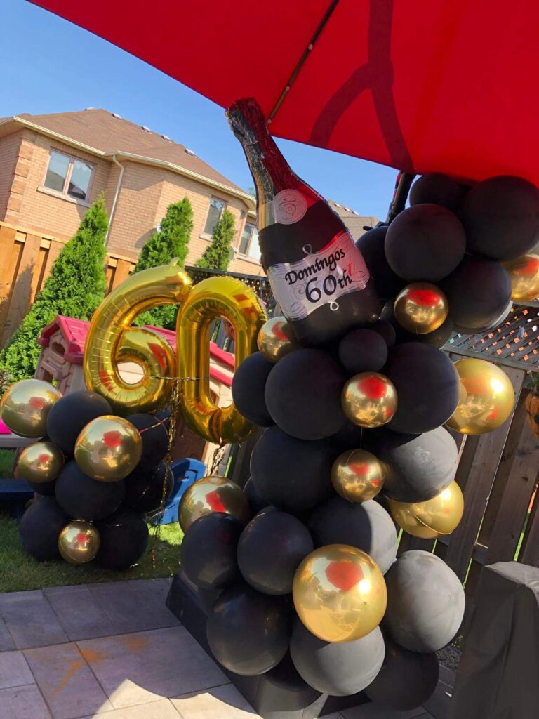 Black and Gold 60th Birthday Balloon Decor