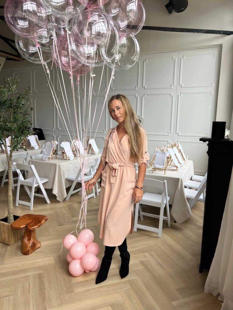 Clear and pink event balloon bouquet
