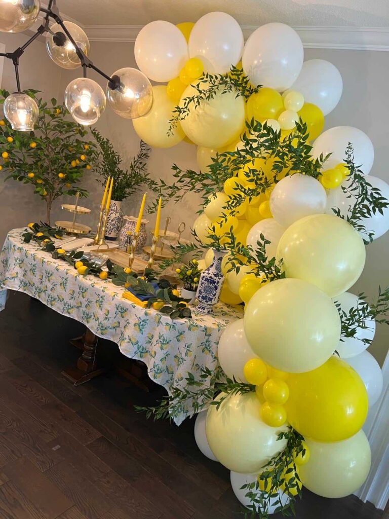 Lemon-themed balloon garland
