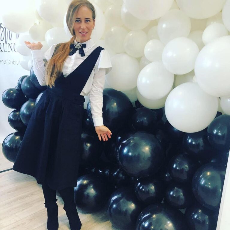 Black and white corporate balloon wall