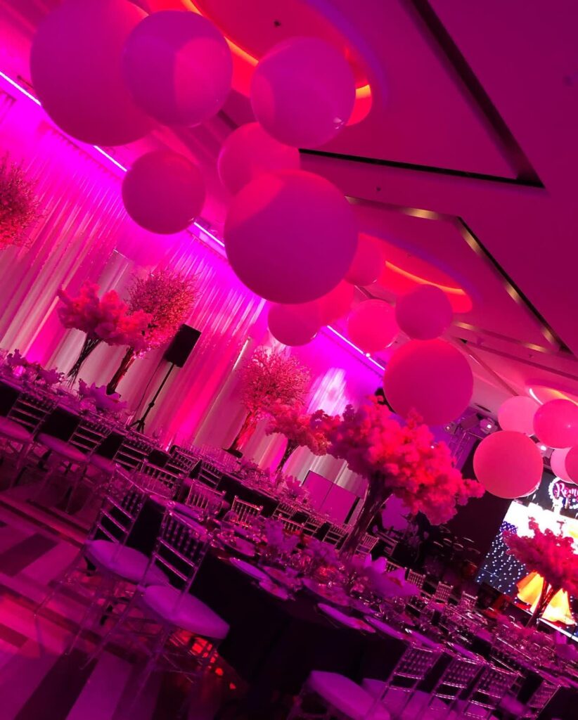 pink-balloon-ceiling-wedding-reception-decor