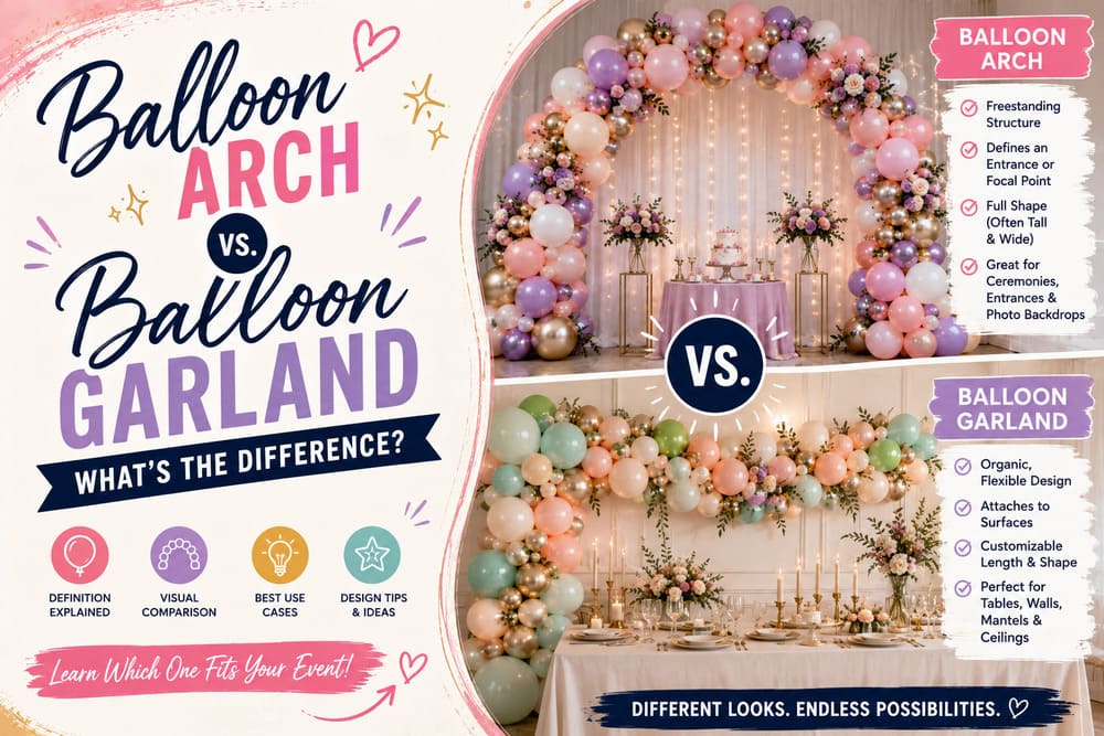 Balloon Arch vs. Balloon Garland: What's the Difference?