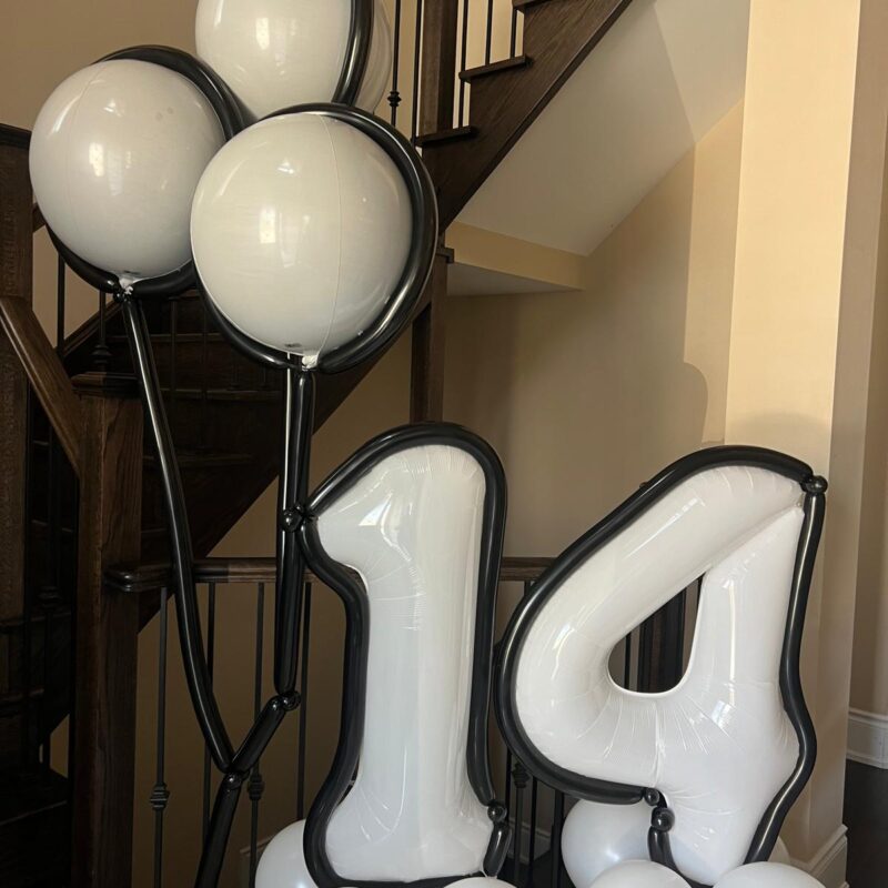 Modern Black & White Number Balloon Set — Birthday Balloon Display