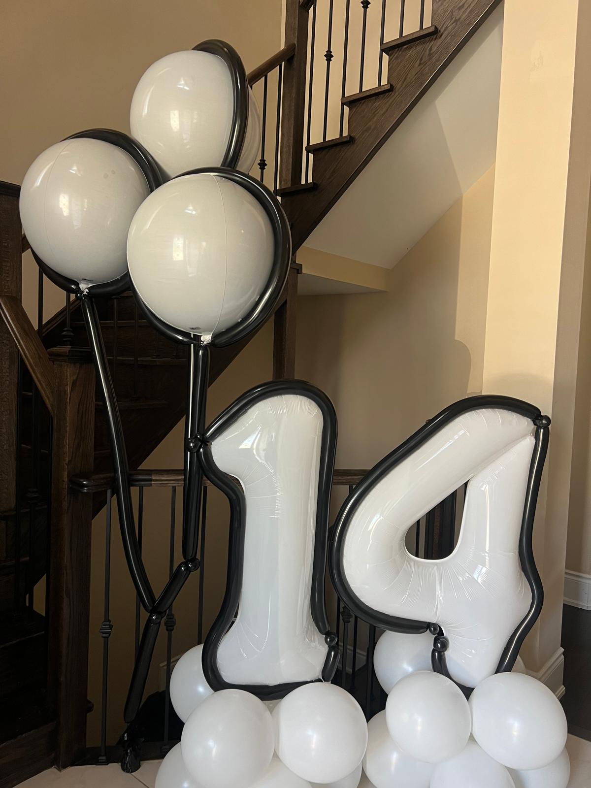 Modern Black & White Number Balloon Set — Birthday Balloon Display